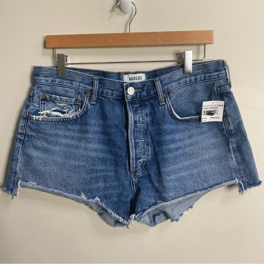 AGOLDE Lowkey Parker Organic Cotton Cutoff Denim Shorts Size 30